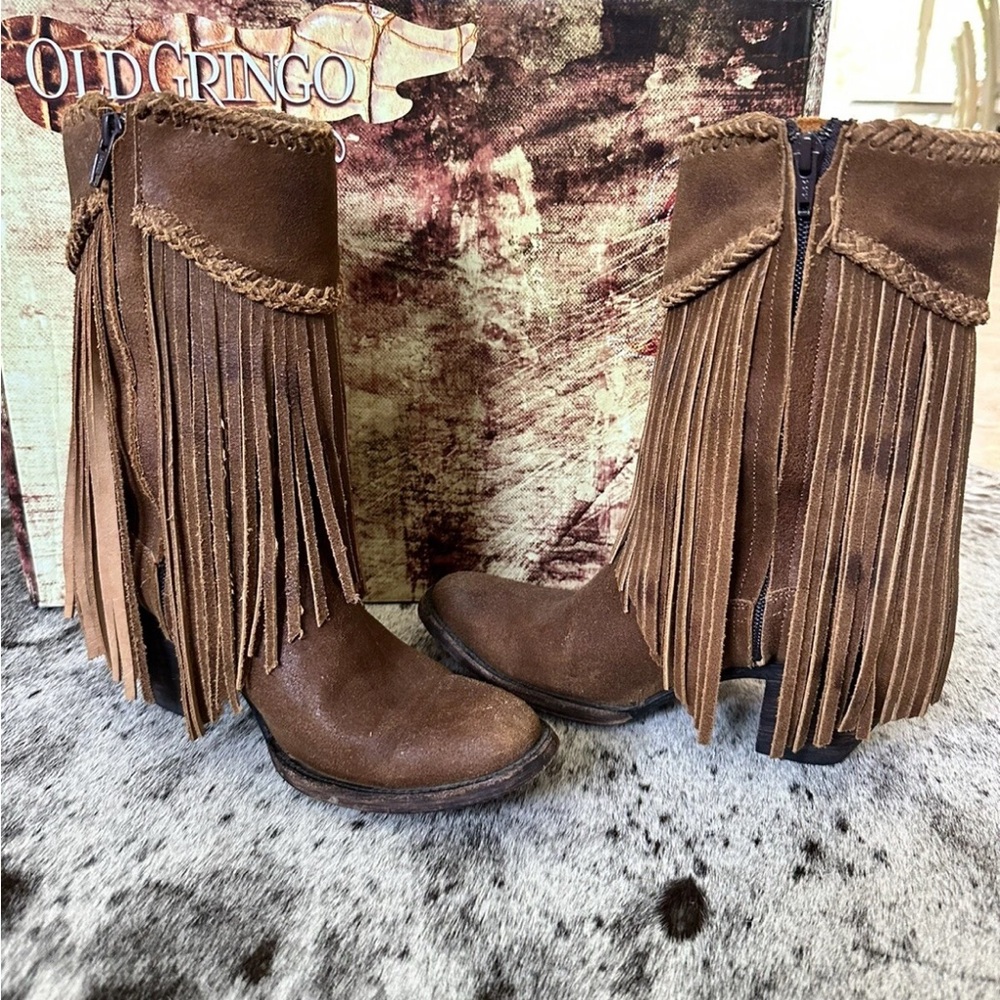 Old Gringo Kally Cafero Brown Fringe Heeled Boots